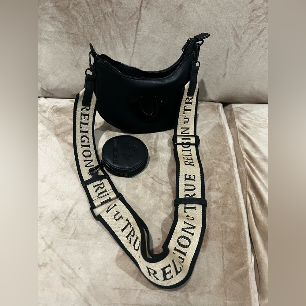 True Religion Logo Strap Hobo Crossbody Bag - Picture 3 of 7